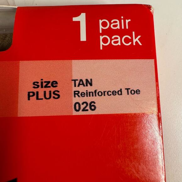 No Nonsense Regular Reinforced Leg Tan Size Plus 1 Pair Made in USA BRAND NEW - Picture 3 of 9